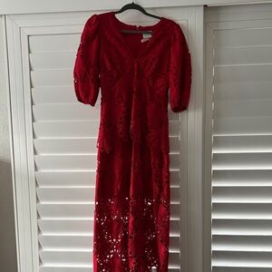 Elegant Red Lace Dress